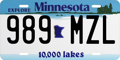 MN license plate 989MZL