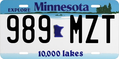 MN license plate 989MZT