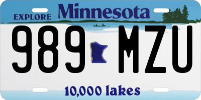 MN license plate 989MZU