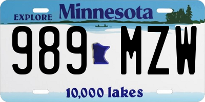 MN license plate 989MZW