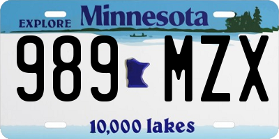 MN license plate 989MZX