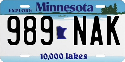 MN license plate 989NAK