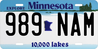 MN license plate 989NAM