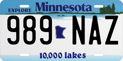 MN license plate 989NAZ