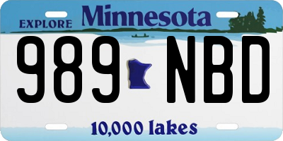 MN license plate 989NBD