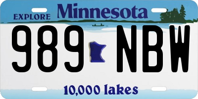 MN license plate 989NBW
