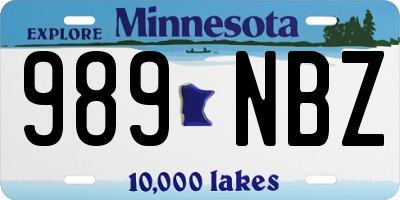 MN license plate 989NBZ