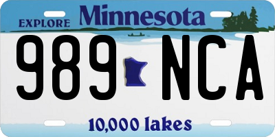 MN license plate 989NCA