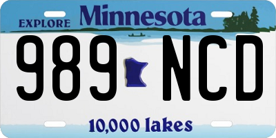 MN license plate 989NCD