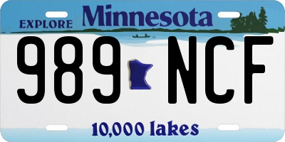 MN license plate 989NCF
