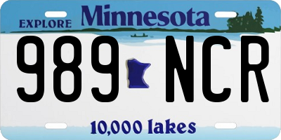 MN license plate 989NCR