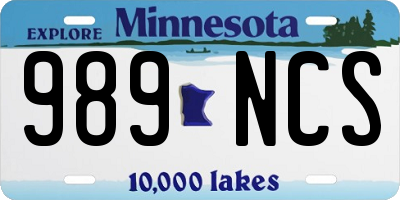 MN license plate 989NCS