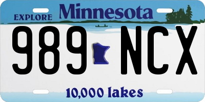 MN license plate 989NCX