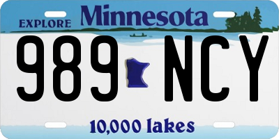 MN license plate 989NCY