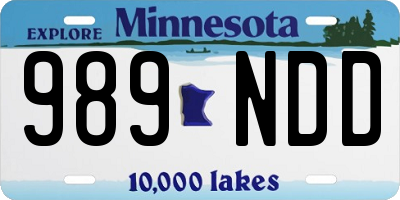 MN license plate 989NDD