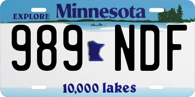 MN license plate 989NDF