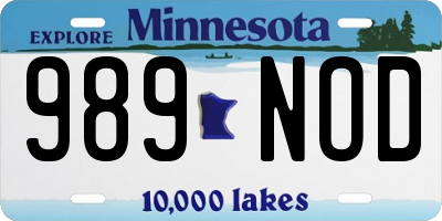 MN license plate 989NOD
