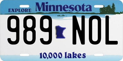 MN license plate 989NOL
