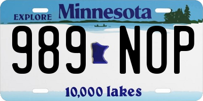 MN license plate 989NOP