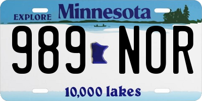 MN license plate 989NOR