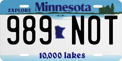MN license plate 989NOT