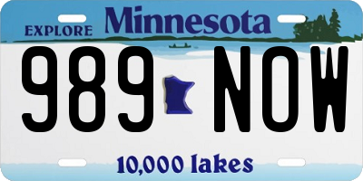 MN license plate 989NOW