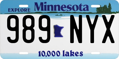 MN license plate 989NYX