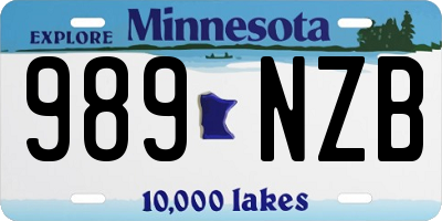 MN license plate 989NZB