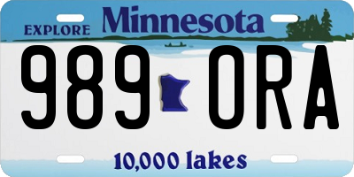MN license plate 989ORA