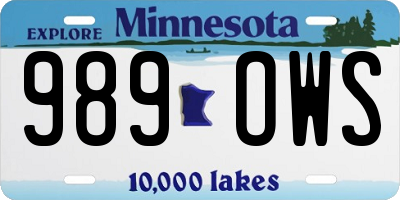 MN license plate 989OWS