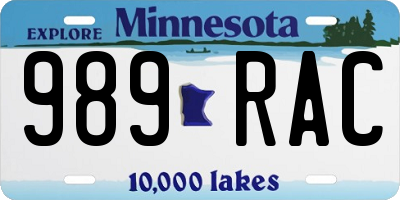 MN license plate 989RAC
