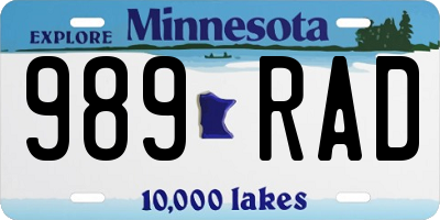 MN license plate 989RAD