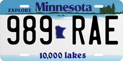 MN license plate 989RAE