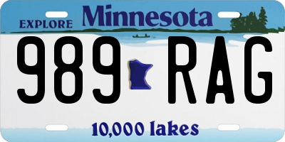 MN license plate 989RAG