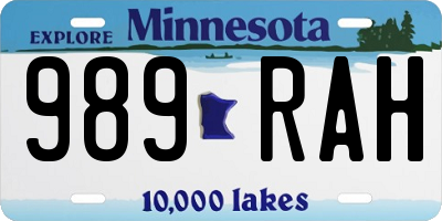 MN license plate 989RAH