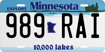 MN license plate 989RAI