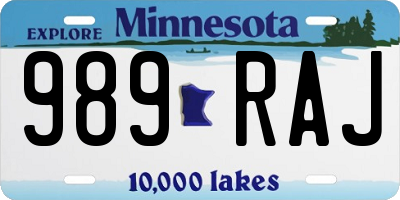 MN license plate 989RAJ