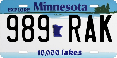 MN license plate 989RAK