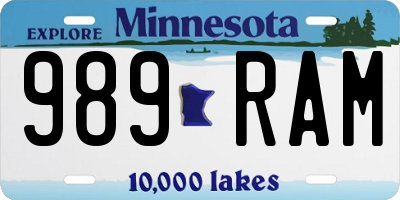MN license plate 989RAM