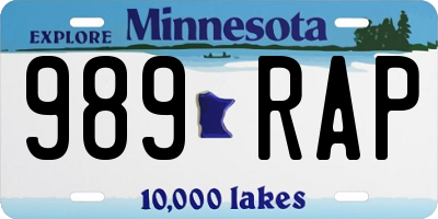 MN license plate 989RAP
