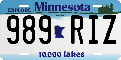 MN license plate 989RIZ