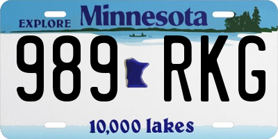 MN license plate 989RKG