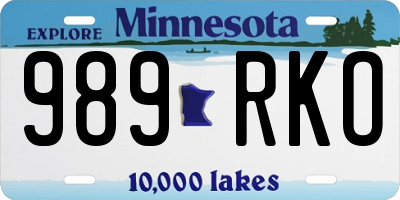 MN license plate 989RKO
