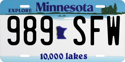 MN license plate 989SFW