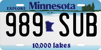 MN license plate 989SUB