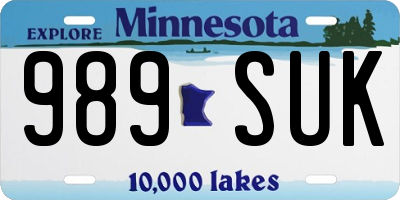 MN license plate 989SUK