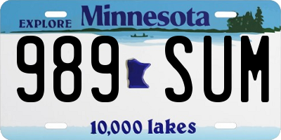 MN license plate 989SUM