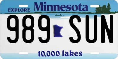 MN license plate 989SUN