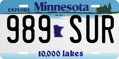 MN license plate 989SUR