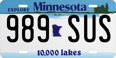 MN license plate 989SUS